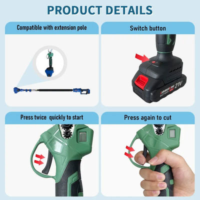 Hand Rechargeable Cordless electric Pruner Pruning Secateurs Shears Garden