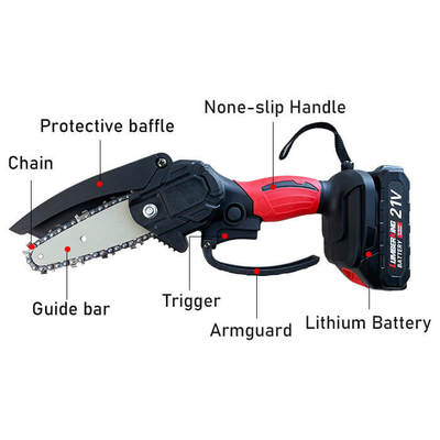 Factory Wholesale 6 Inch Mini Cordless Chainsaw 2000mAh Battery Powered